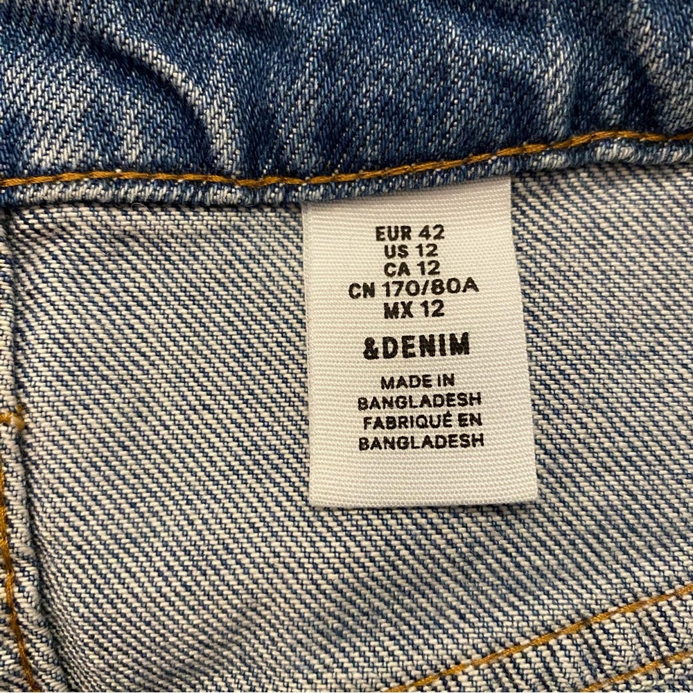 H&M Blue Denim Mini Skirt with Distressed Hem - Picture 2 of 5